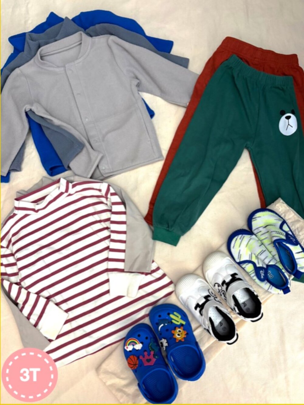 Toddler Kids 3T Winter Bundle Joggers, Pullover Fleece Tops, Shoes, Thermal